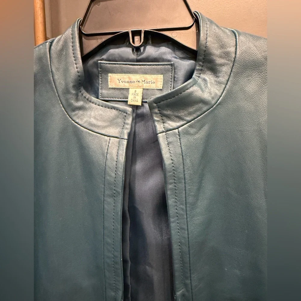 Yvonne Marie Genuine Leather Jacket – Women’s Size 8 – Teal Blue Moto Style